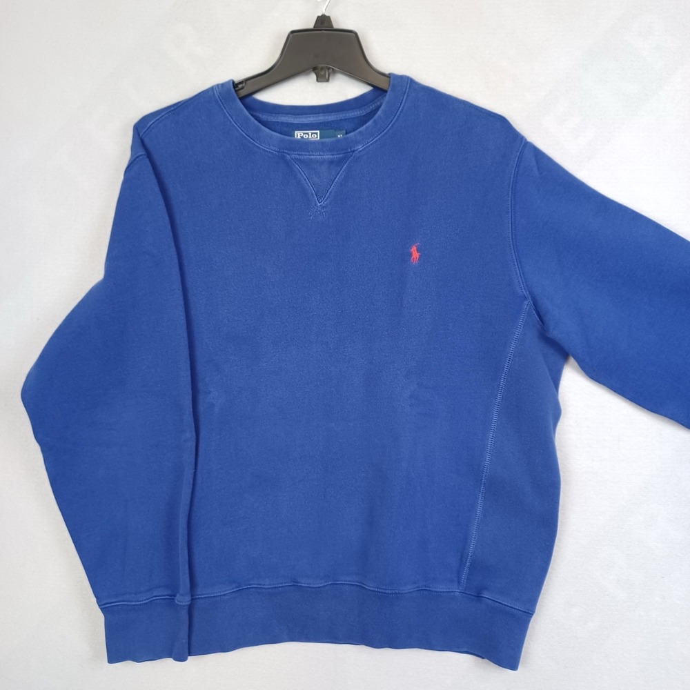 Polo Ralph Lauren Sweatshirt Men XL Blue Crewneck Red Pony Heavyweight Pullover